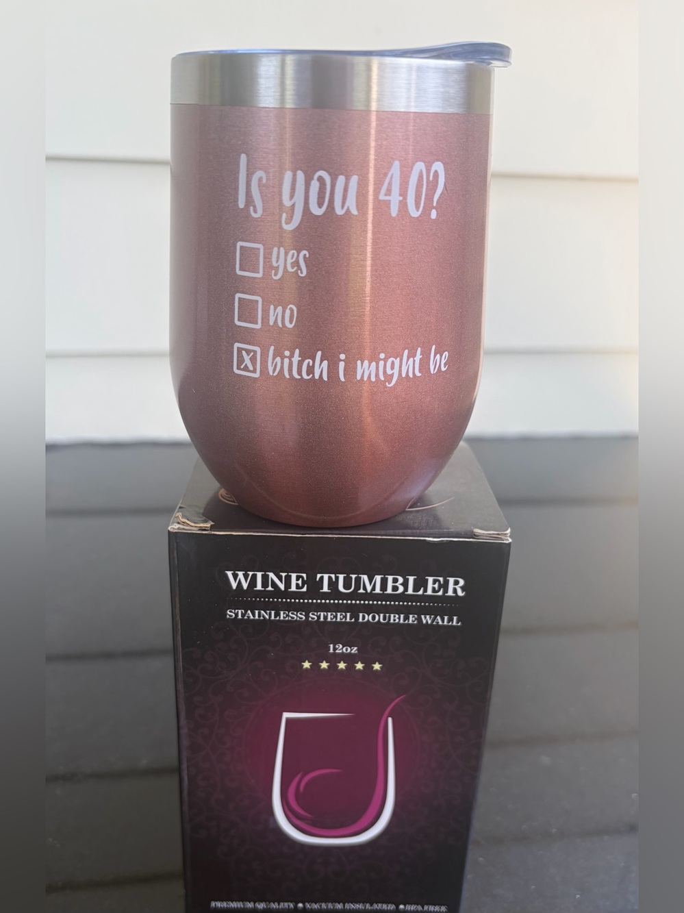 Women's 'I'm 40 Bitches' Rhinestone Tank Top 2XL + Wine Tumbler 12oz rose gold - Picture 3 of 3